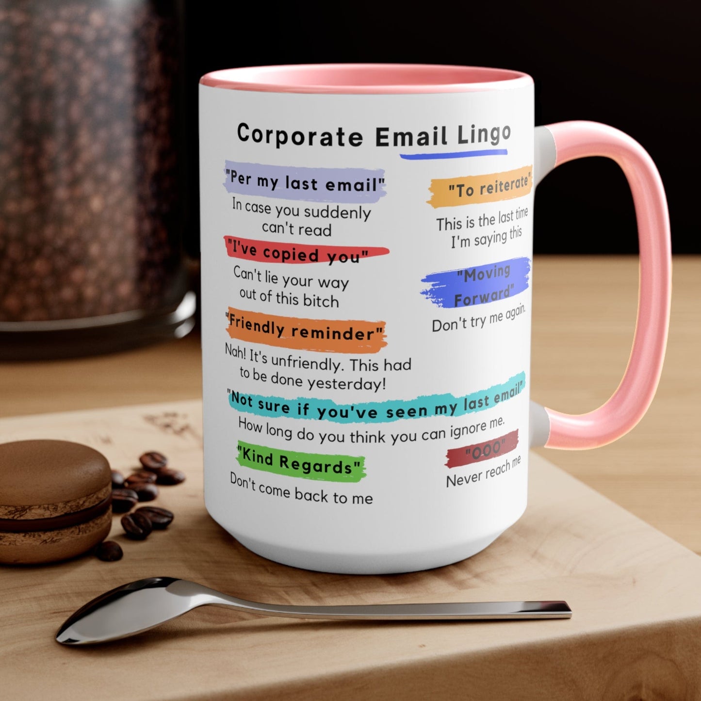 Corporate Email Lingo Two Tone Mug-Coworker Gift-Office Humor