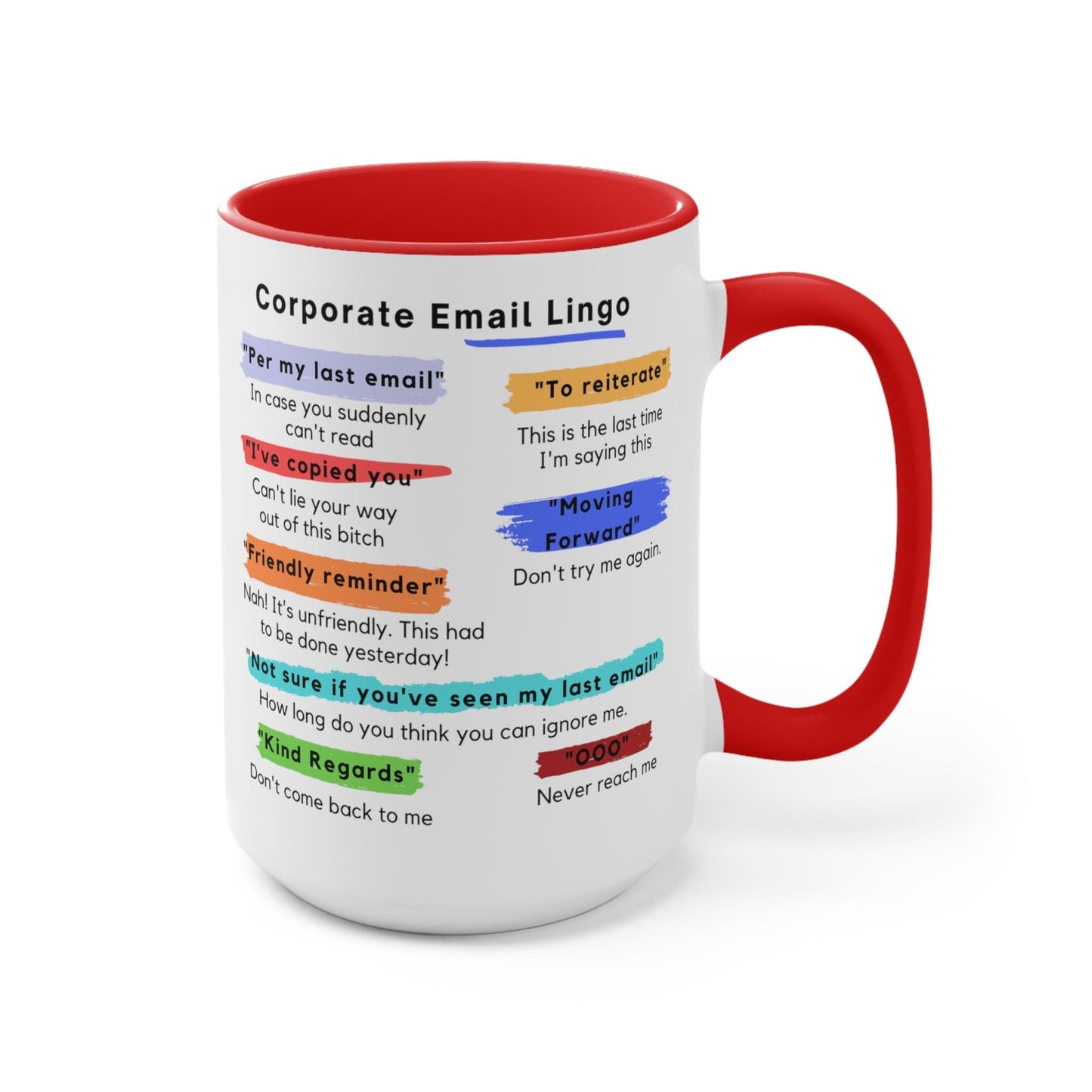 Corporate Email Lingo Two Tone Mug-Coworker Gift-Office Humor