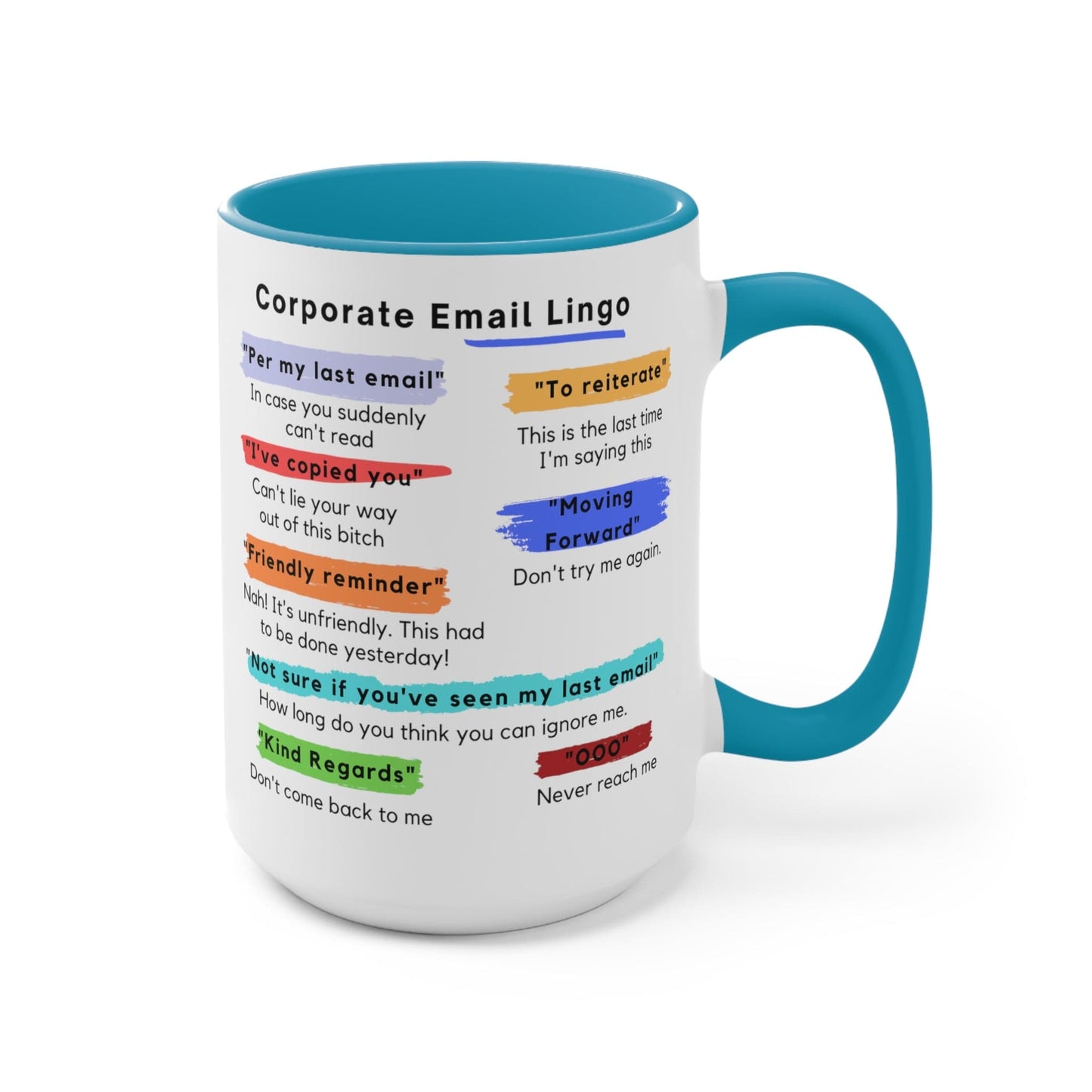 Corporate Email Lingo Two Tone Mug-Coworker Gift-Office Humor
