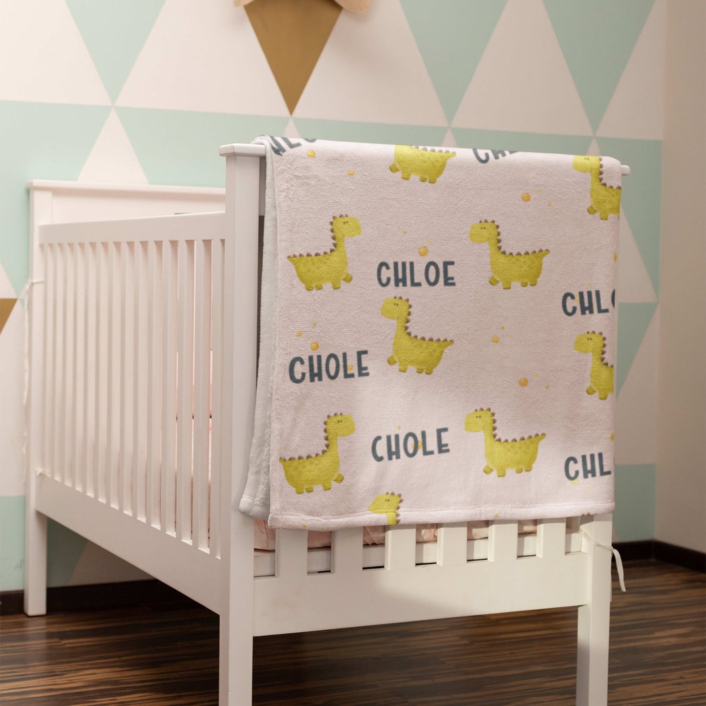 Dinosaur Pattern Personalized Name Blanket