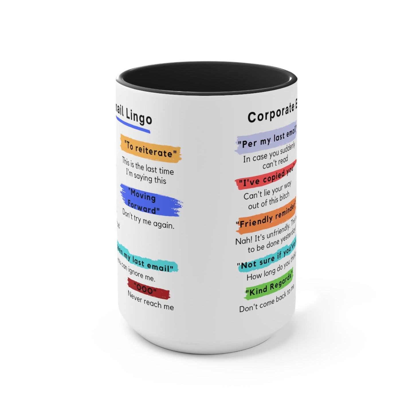 Corporate Email Lingo Two Tone Mug-Coworker Gift-Office Humor