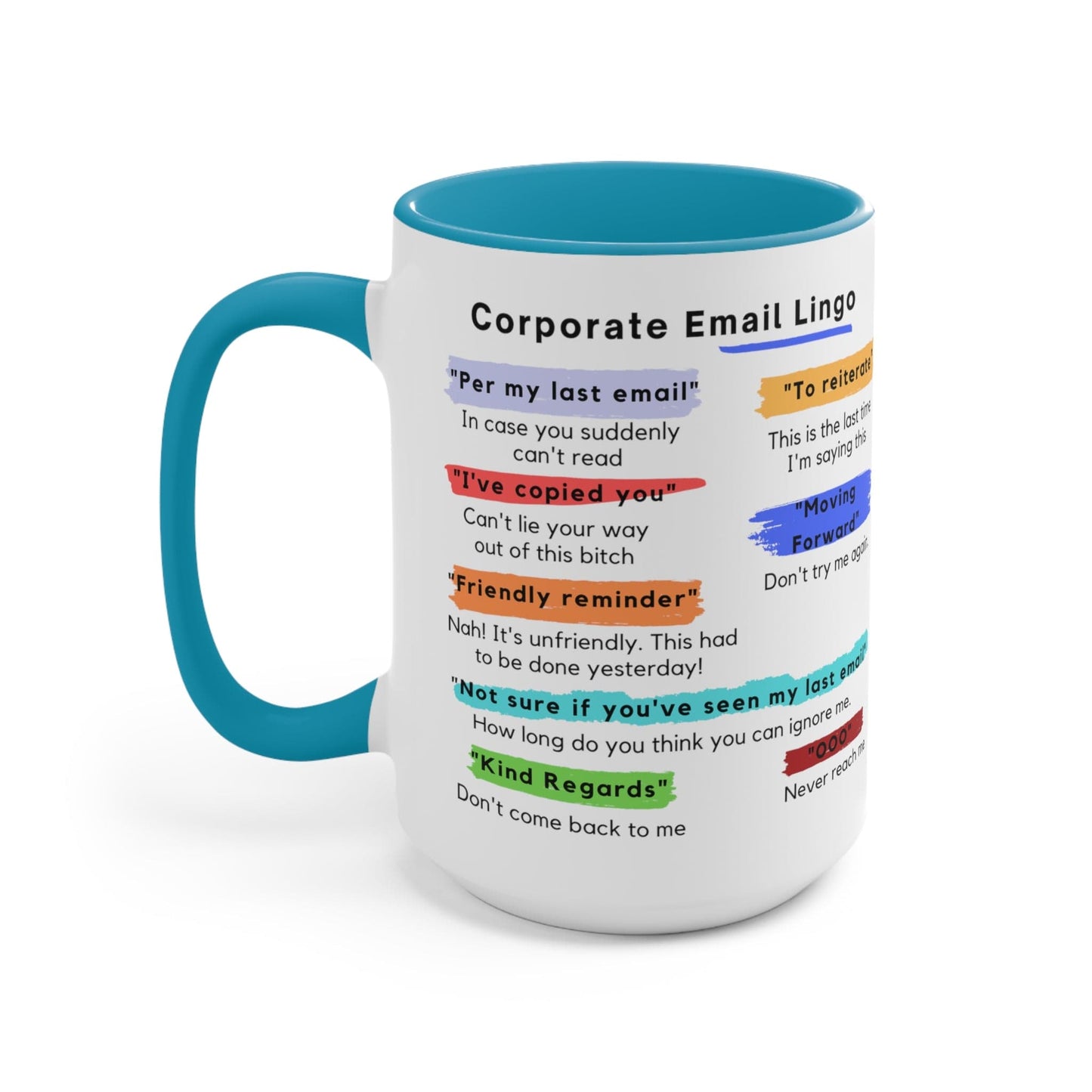Corporate Email Lingo Two Tone Mug-Coworker Gift-Office Humor