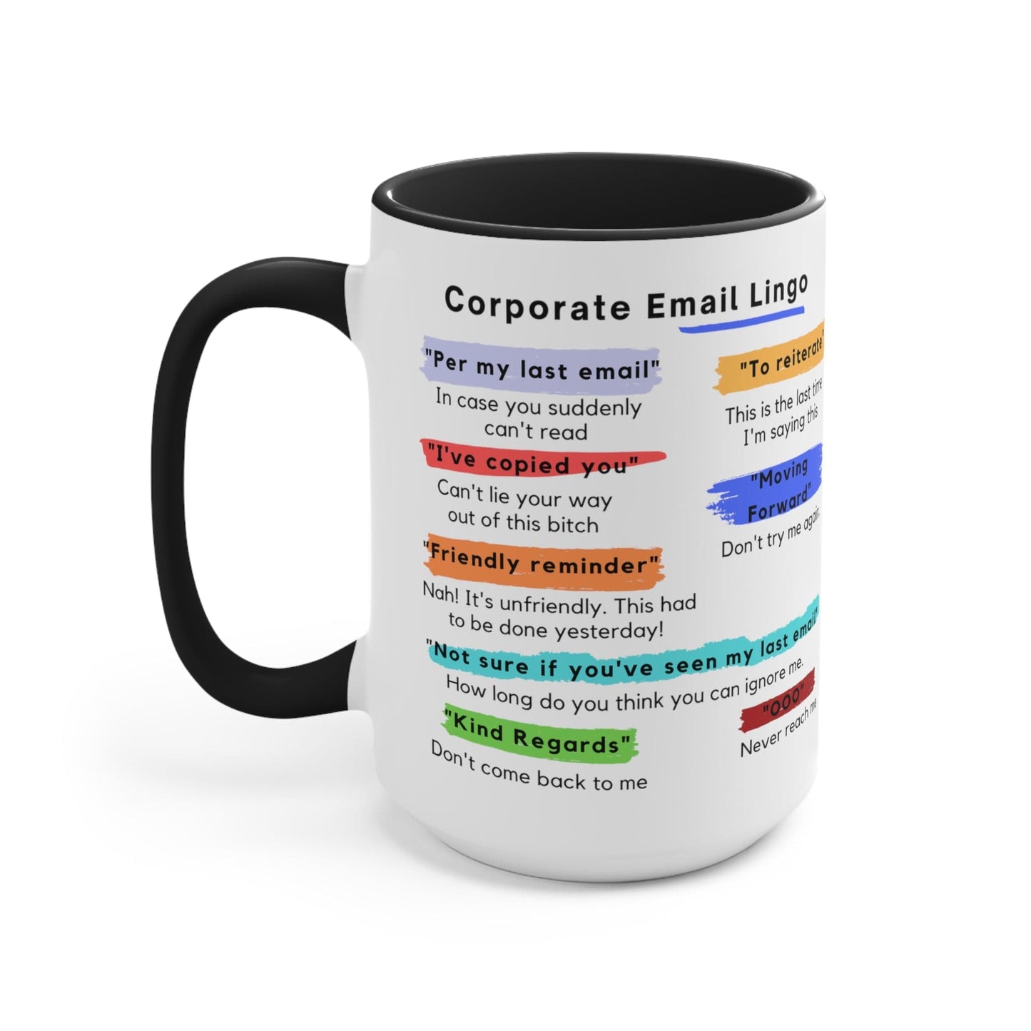 Corporate Email Lingo Two Tone Mug-Coworker Gift-Office Humor