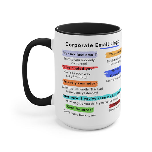 Corporate Email Lingo Two Tone Mug-Coworker Gift-Office Humor