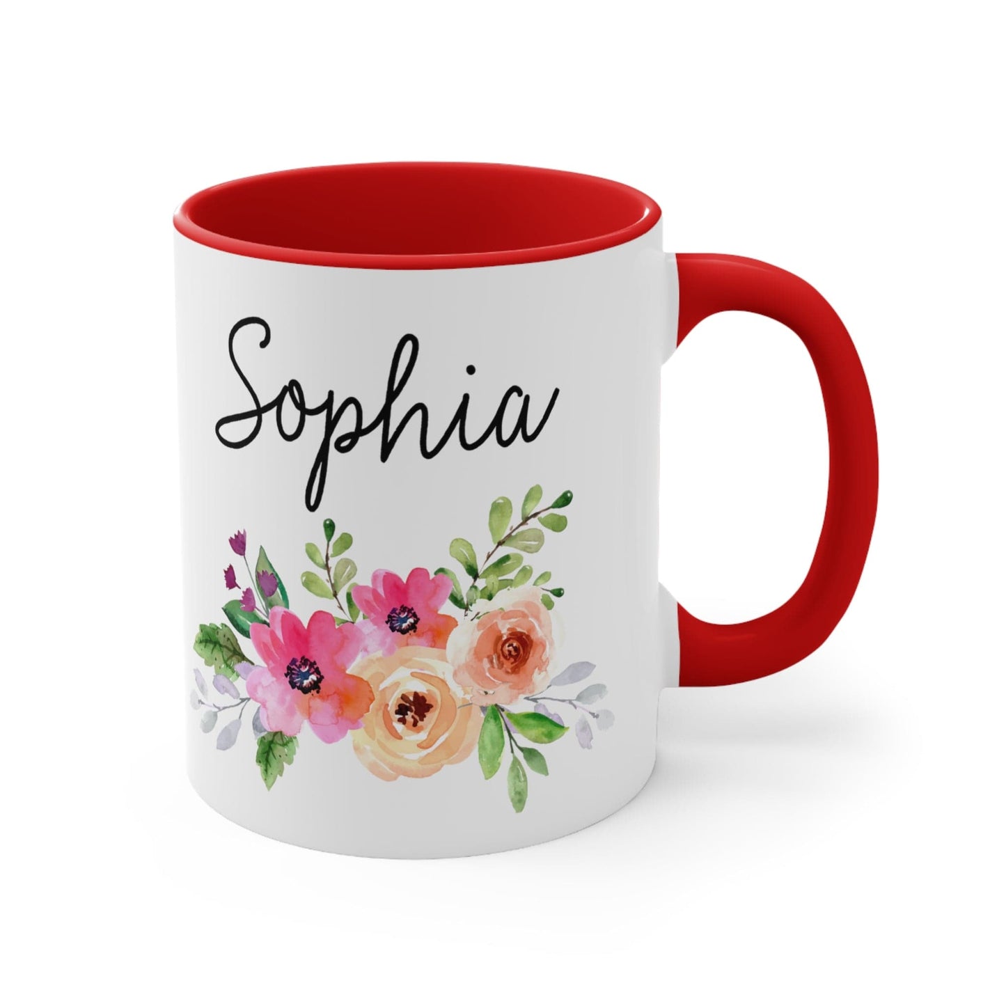 Personalized Name Coffee Mug Floral Design