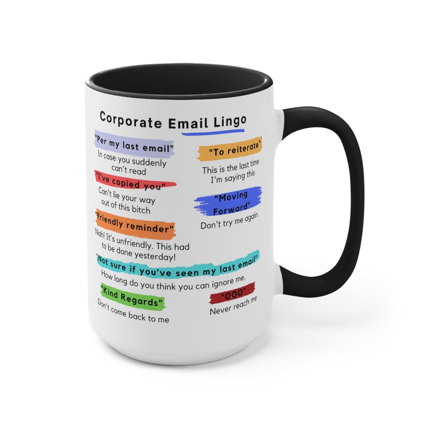 Corporate Email Lingo Two Tone Mug-Coworker Gift-Office Humor