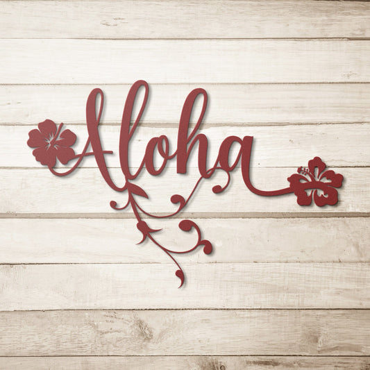 Aloha Hawaii Flowers metal wall art