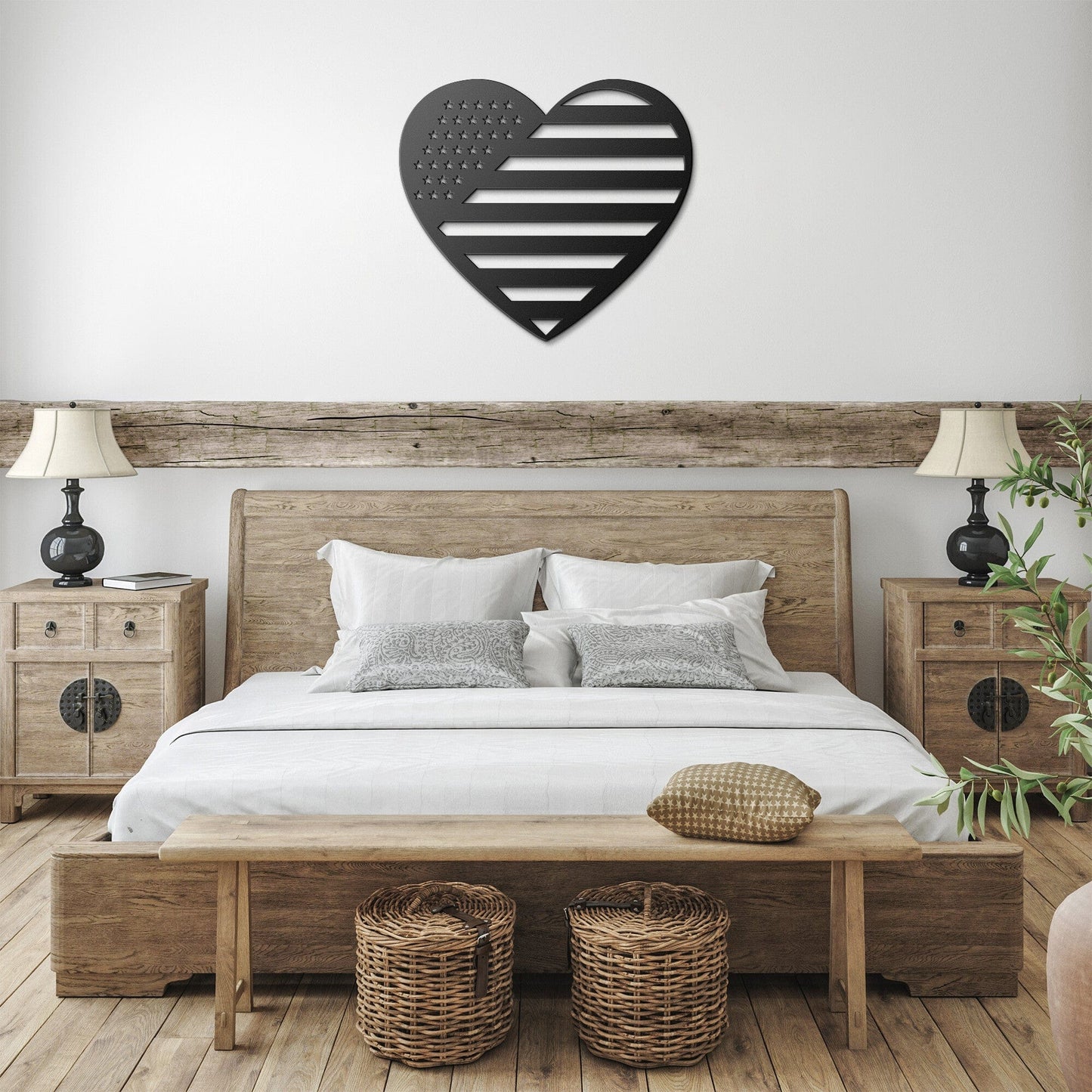 American Flag Heart Patriotic Metal Wall Art
