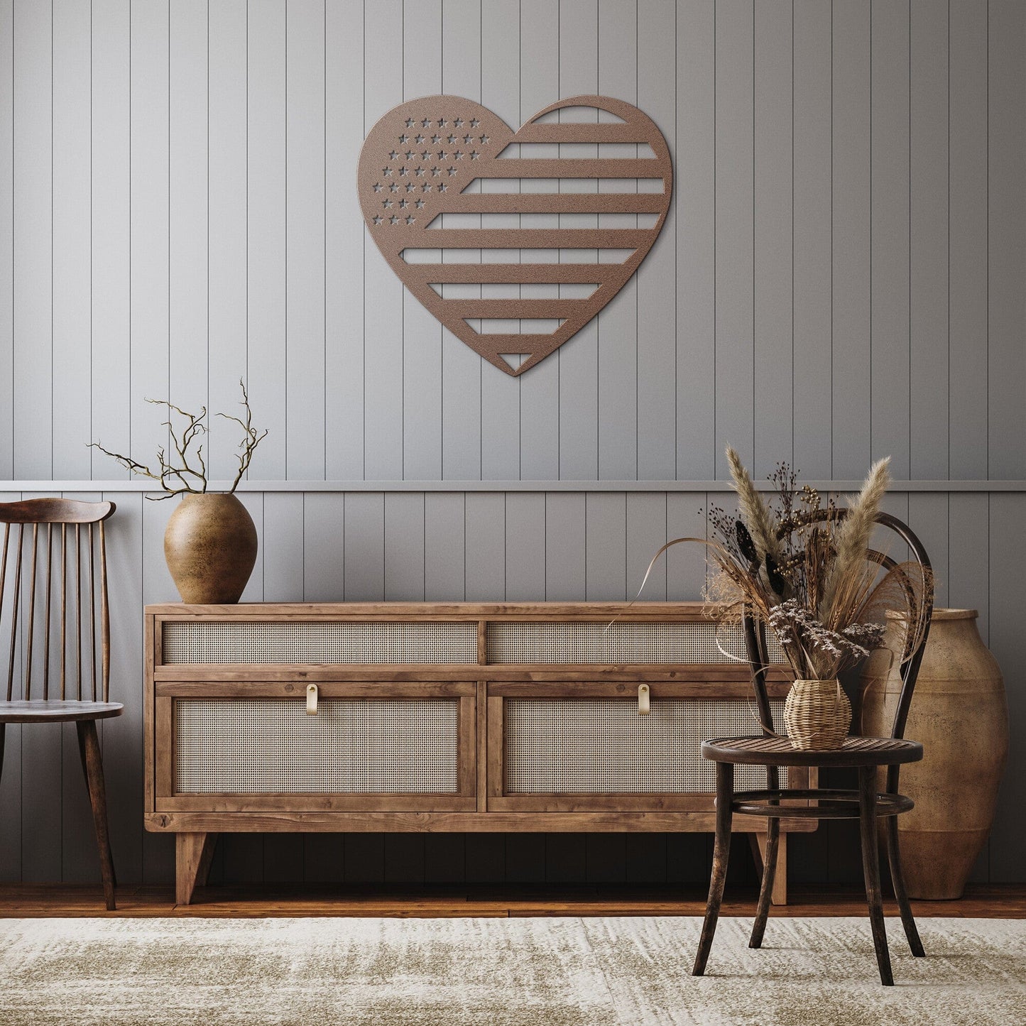 American Flag Heart Patriotic Metal Wall Art
