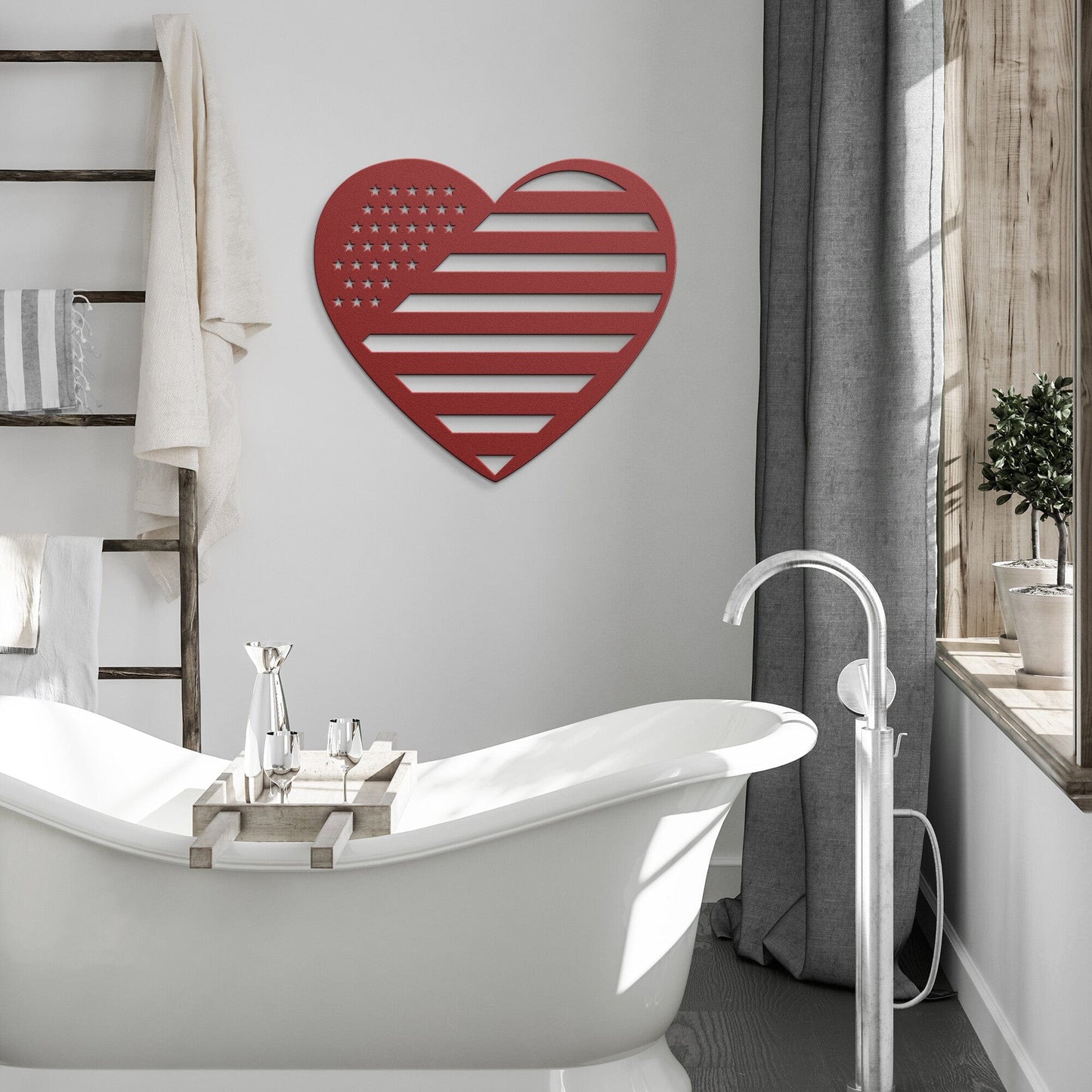 American Flag Heart Patriotic Metal Wall Art