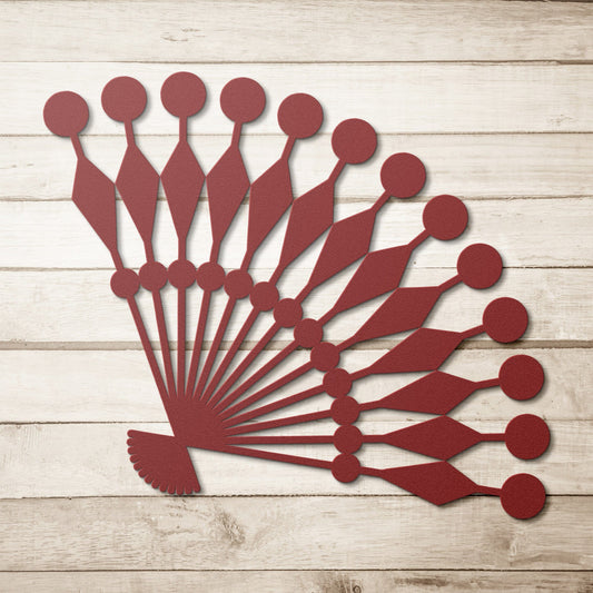 Asian traditional hand fan decorative metal wall art