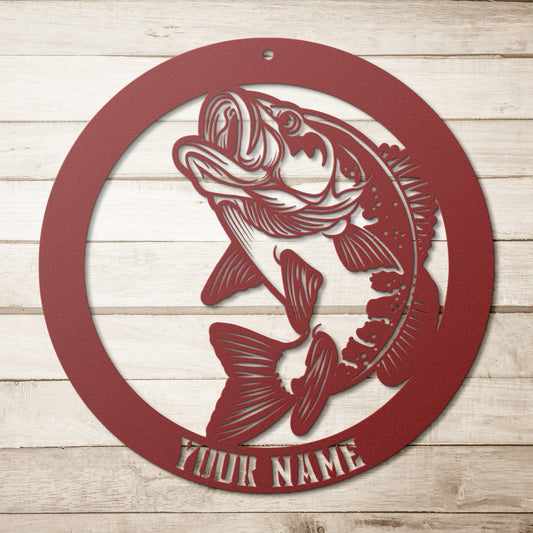Bass Fishing Personalized Metal wall art