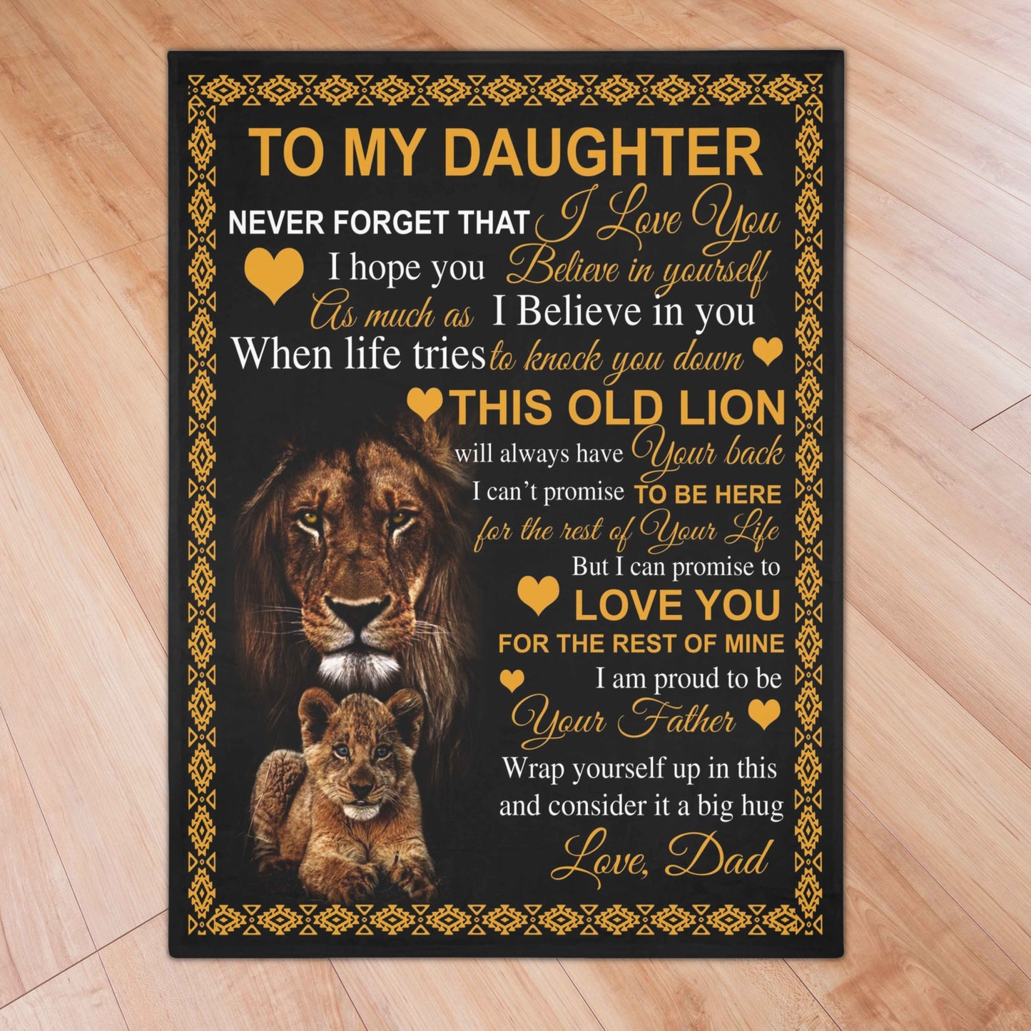 Love You- Black Lion Dad to Daughter Blanket
