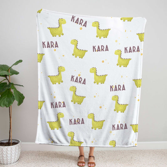 Dinosaur Pattern Personalized Name Blanket
