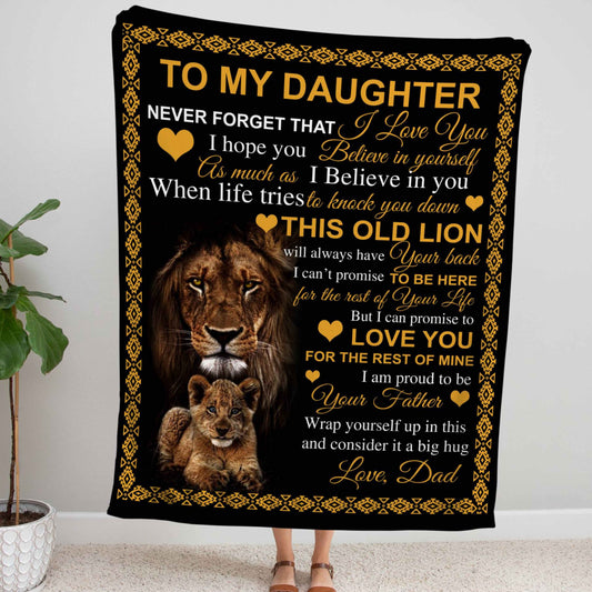 Love You- Black Lion Dad to Daughter Blanket