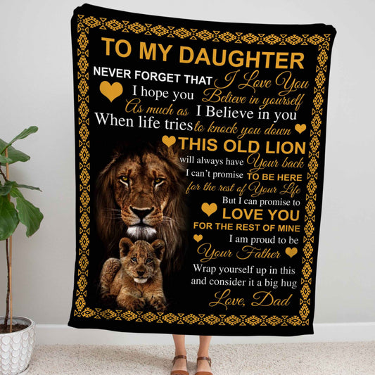 Love You- Black Lion Dad to Daughter Blanket