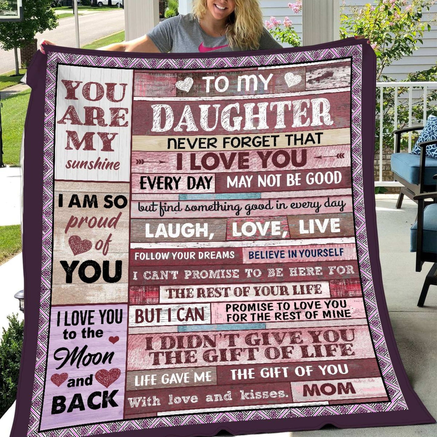 Laugh Love Live Pink Daughter Blanket from Mom