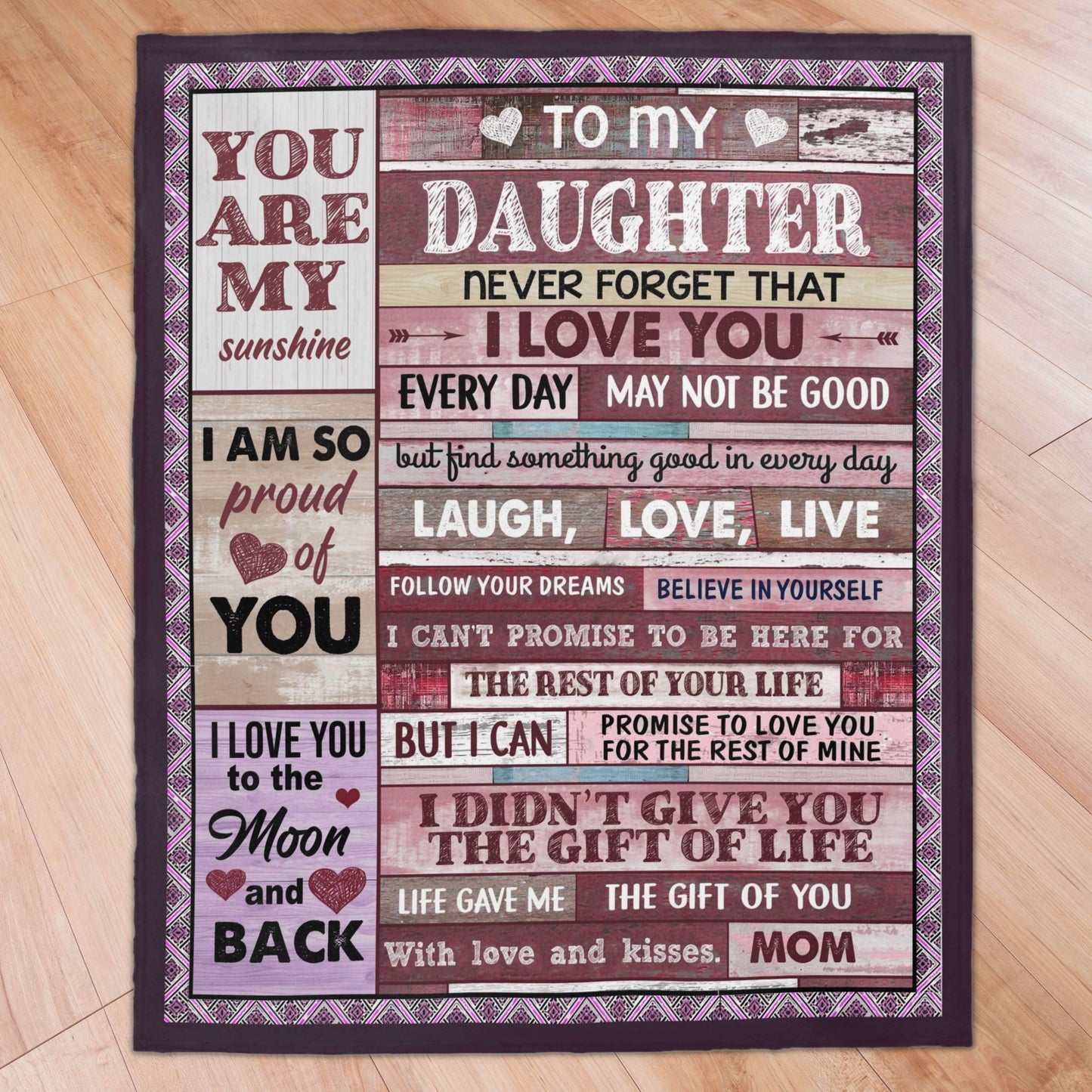 Laugh Love Live Pink Daughter Blanket from Mom & Dad