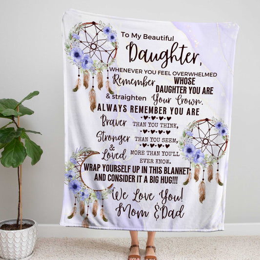 PurpleDreamCatcher Mom Dad to Daughter Blanket