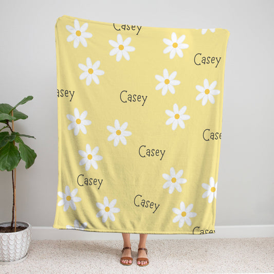 Personalized Name Daisies Blanket