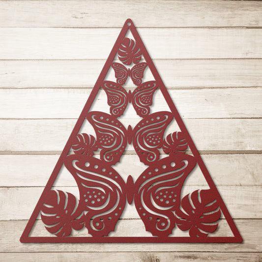 Butterflies with Monsterra leaves Decorative metal wall art