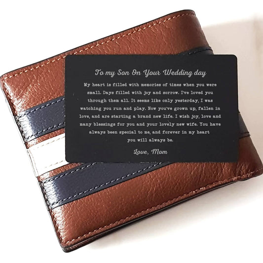 Personalized My Son on your wedding day from Mom or Dad Wallet Insert Card