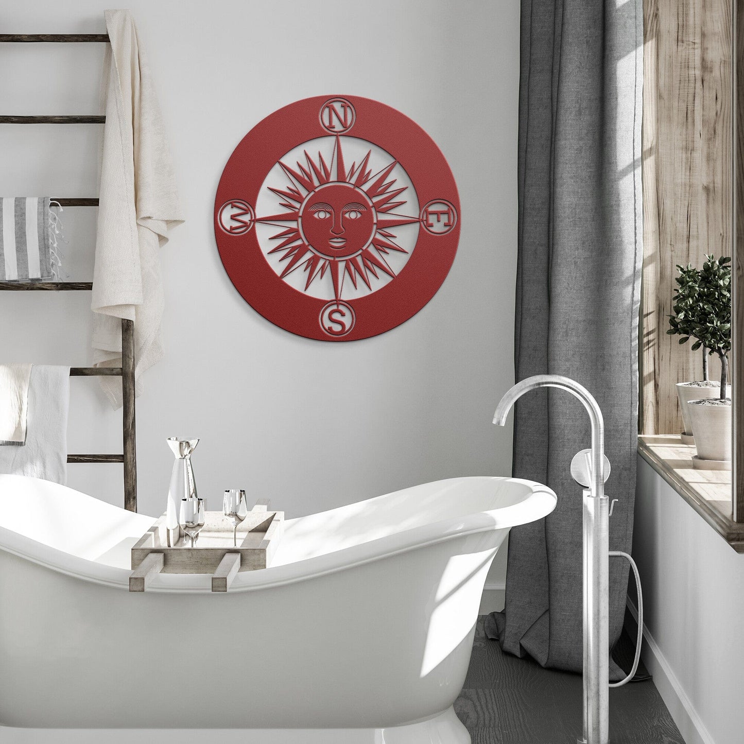 Compass Sun metal nautical sign