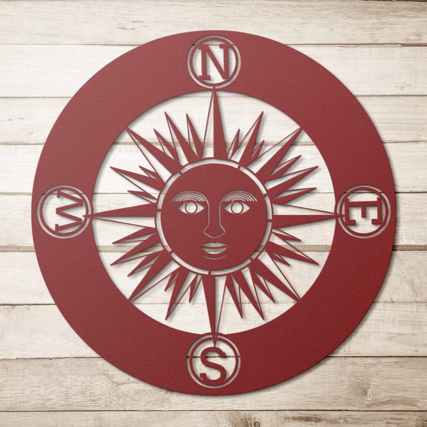Compass Sun metal nautical sign