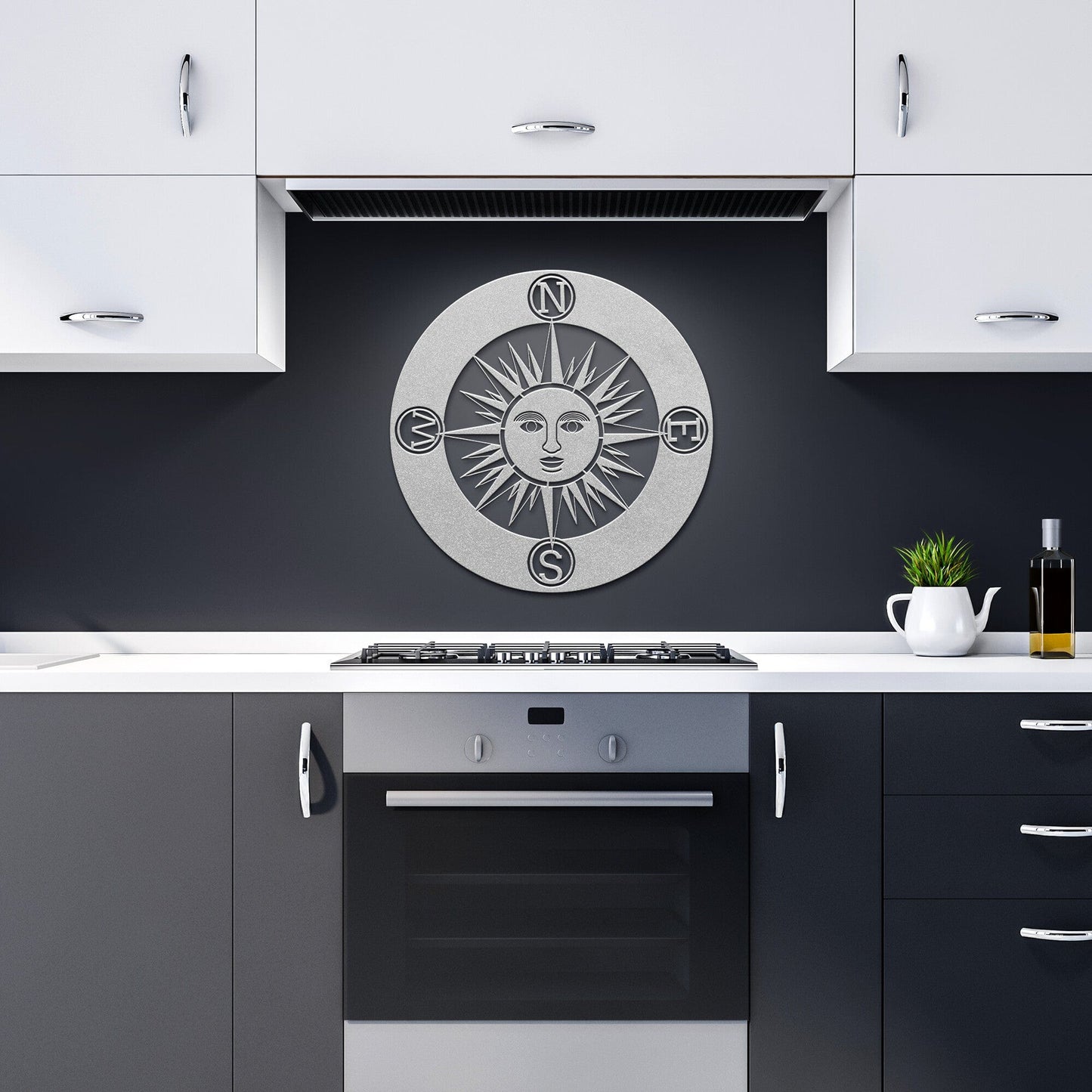 Compass Sun metal nautical sign