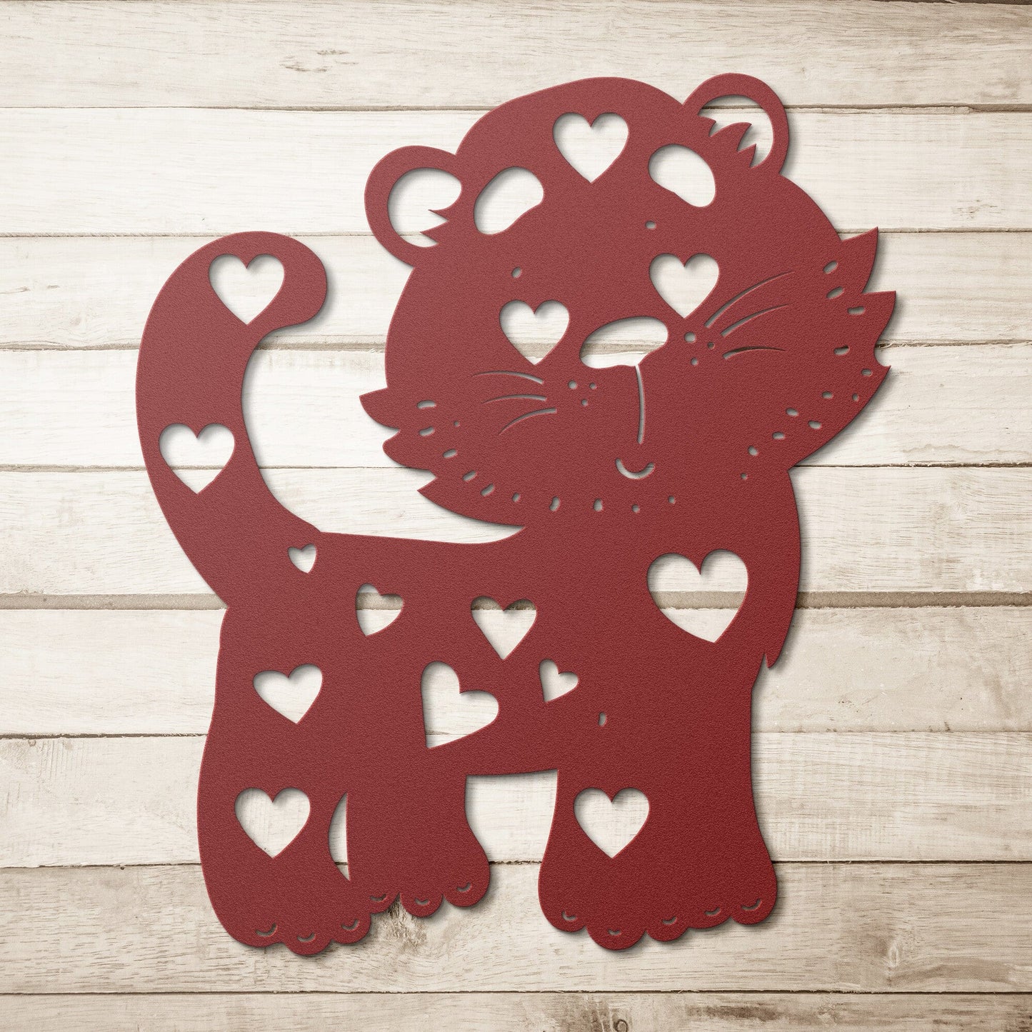 Cute Tiger with Hearts Nursery Decorative Metal Wall Art