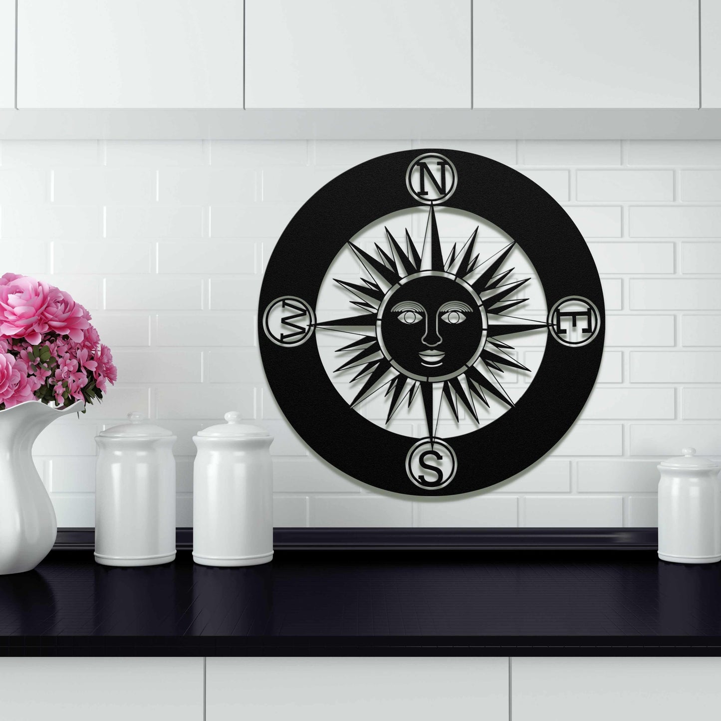 Compass Sun metal nautical sign