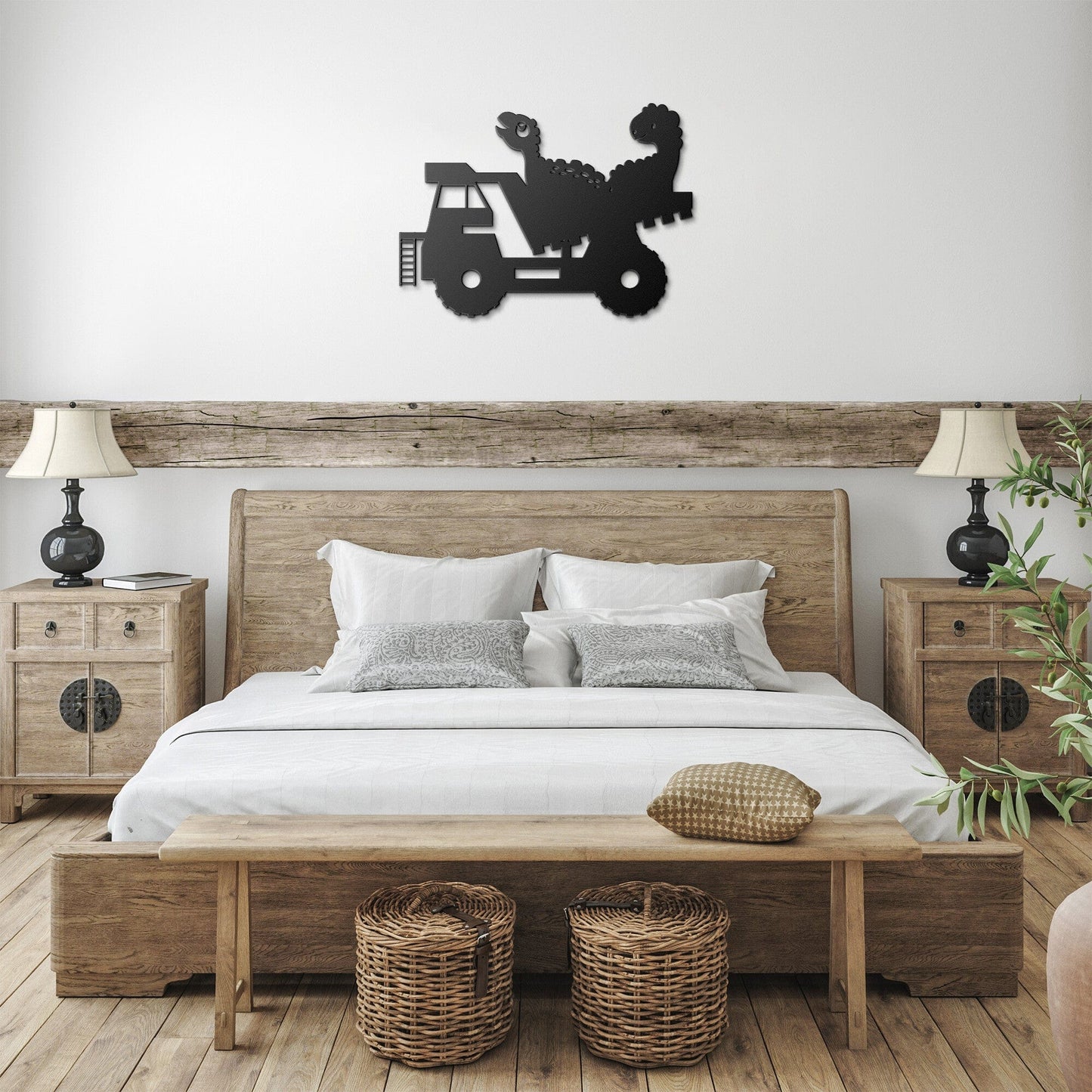 Dinosaurs on a truck Decorative metal wall art