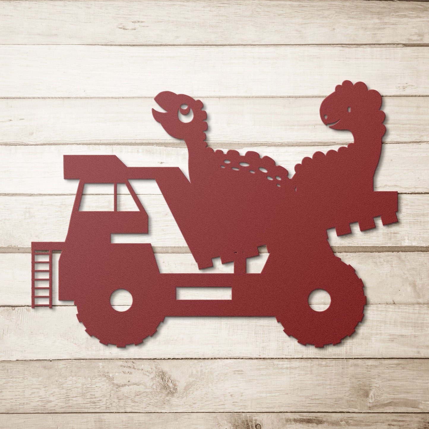 Dinosaurs on a truck Decorative metal wall art