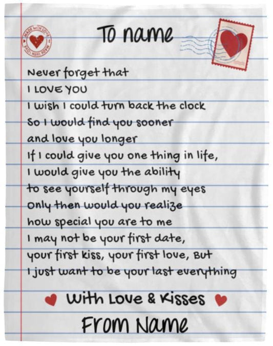 Personalized Love Letter Blanket from Husband to Wife