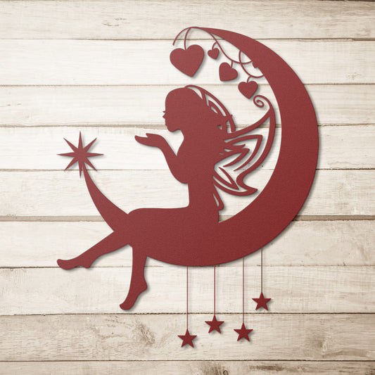 Fairy on the Moon Metal Wall Art