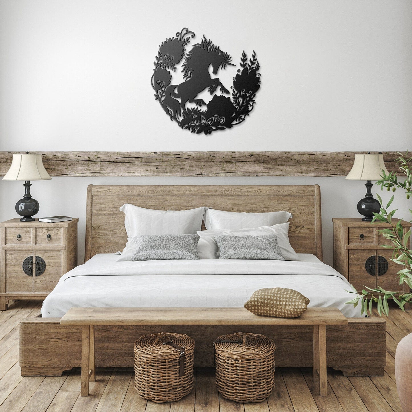 Fairy tale dream Unicorn in a forest metal Wall Art