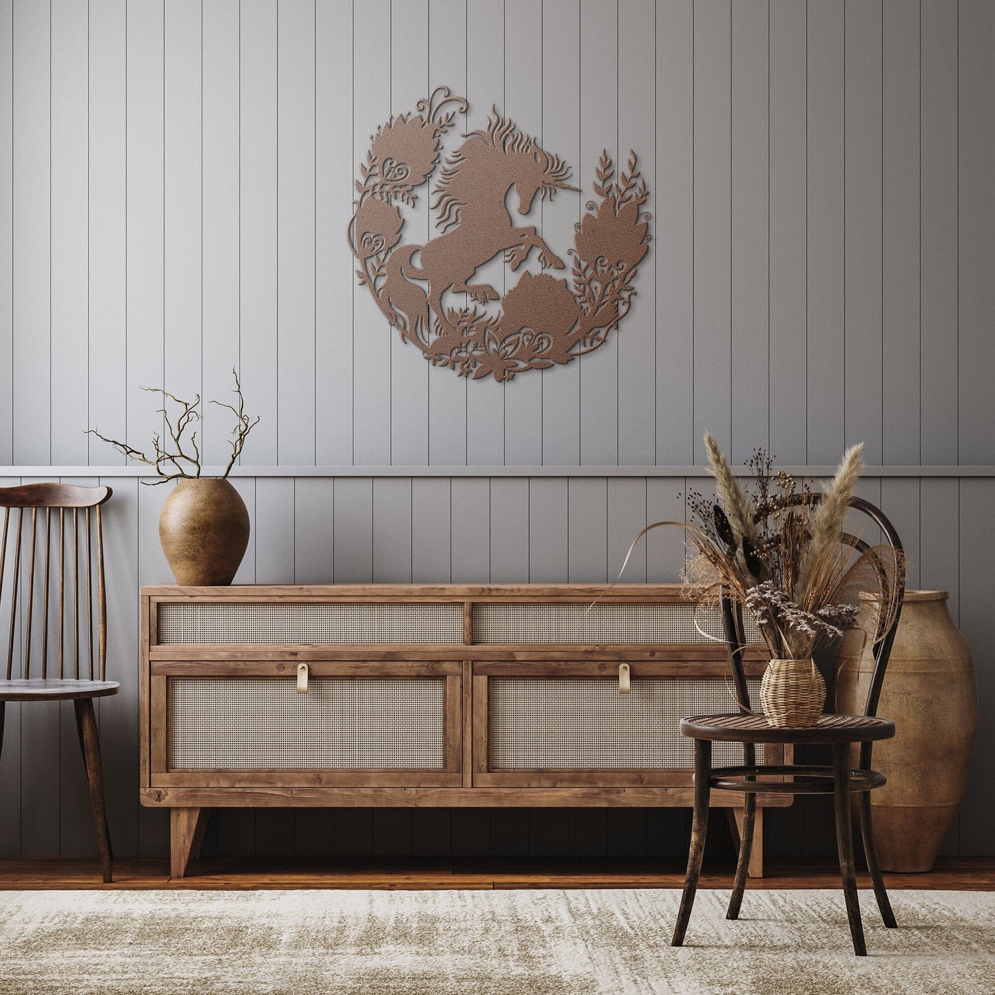 Fairy tale dream Unicorn in a forest metal Wall Art