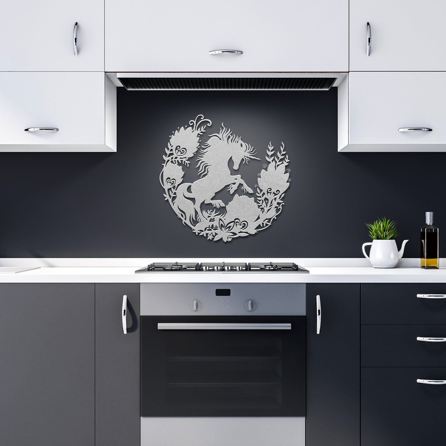 Fairy tale dream Unicorn in a forest metal Wall Art