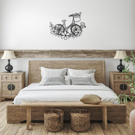Floral Bicycle Decorative Metal Wall Art