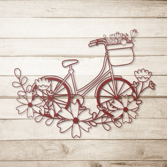 Floral Bicycle Decorative Metal Wall Art