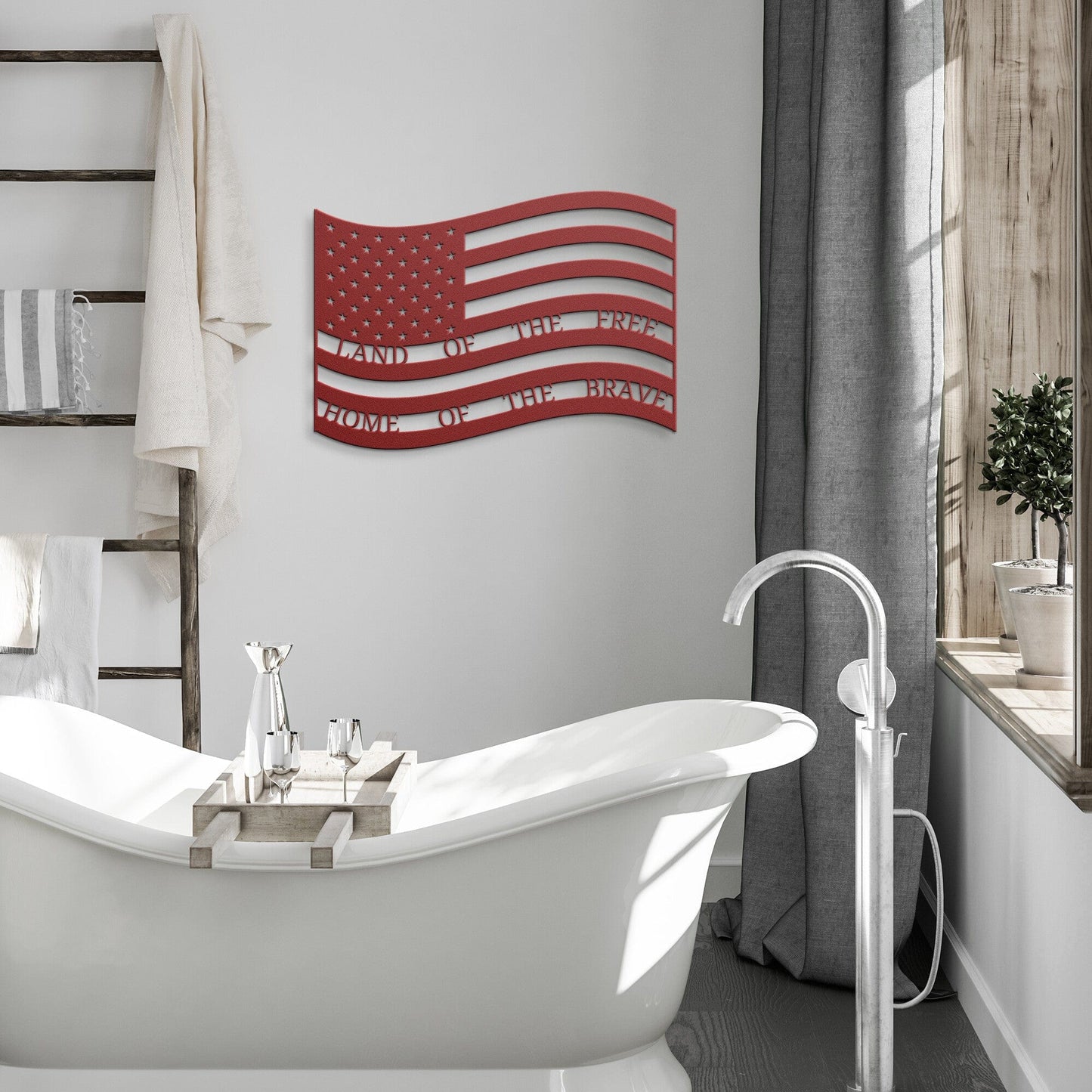 Flying American Flag Patriotic Metal Wall art decor