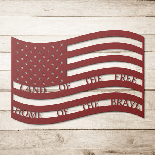 Flying American Flag Patriotic Metal Wall art decor