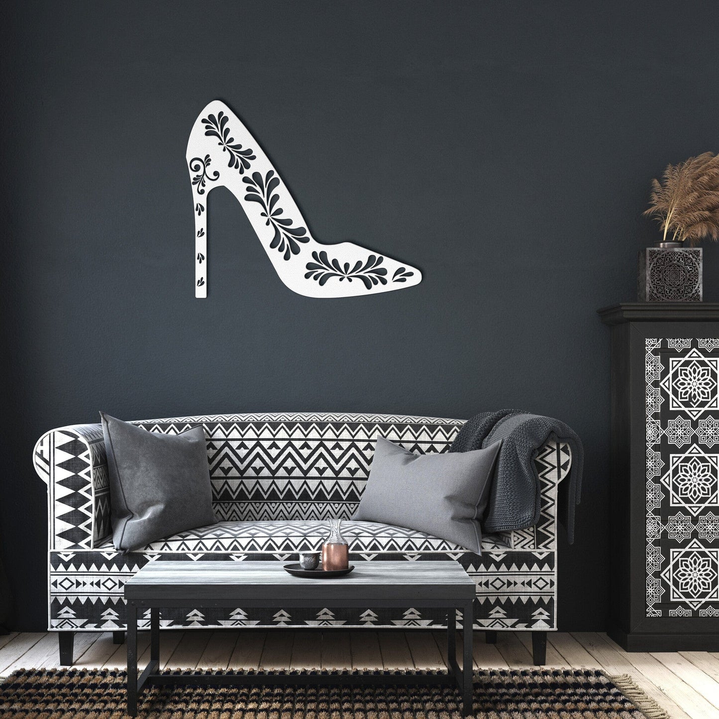 Shoe wall art with vintage pattern