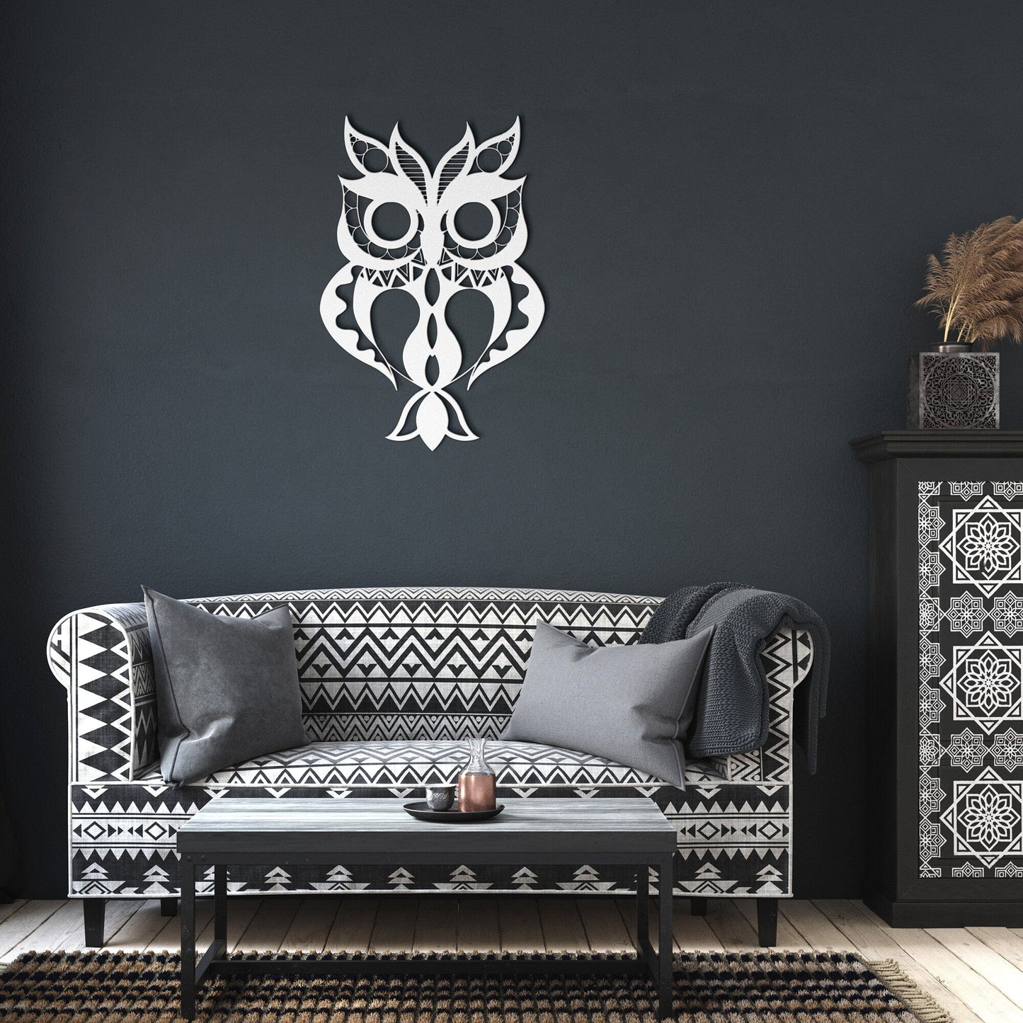 Line Art Owl Decorative Metal Wall Art