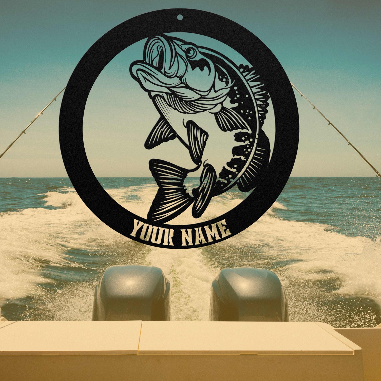 Bass Fishing Personalized Metal wall art