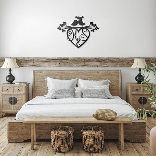 Monogrammed Heart loving Birds