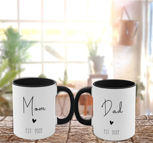 New Mom and Dad Mugs- Pregnancy Reveal Gift