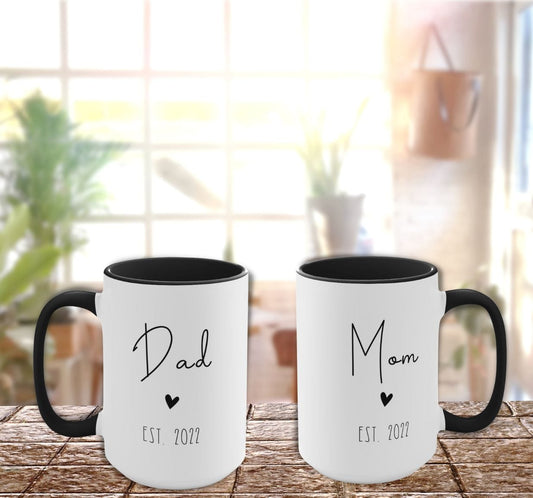 New Mom and Dad Mugs- Pregnancy Reveal Gift