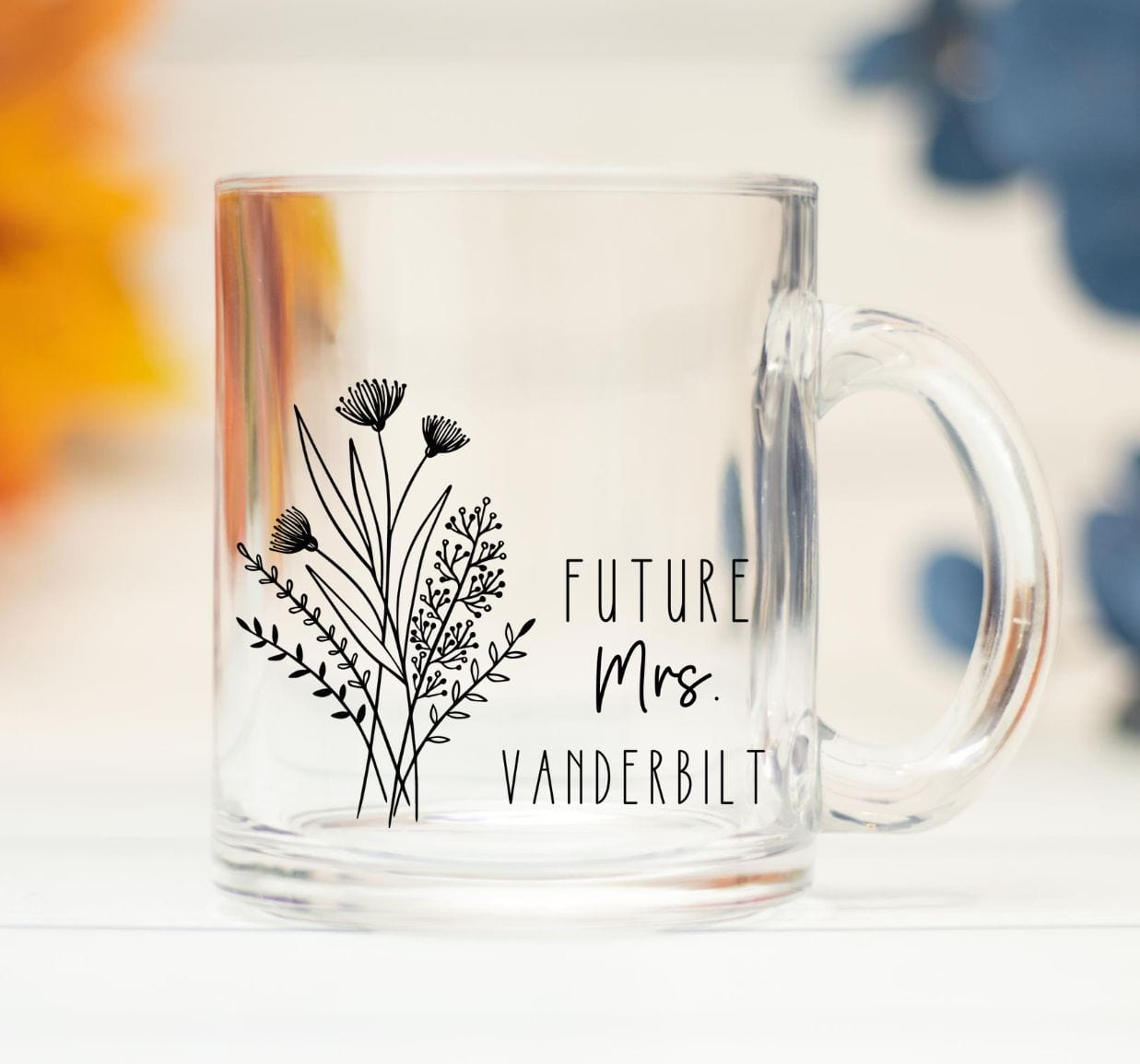 Personalized Bride and Groom Clear Glass Mug
