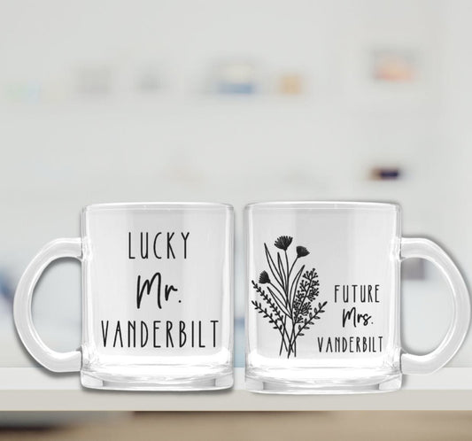 Personalized Bride and Groom Clear Glass Mug